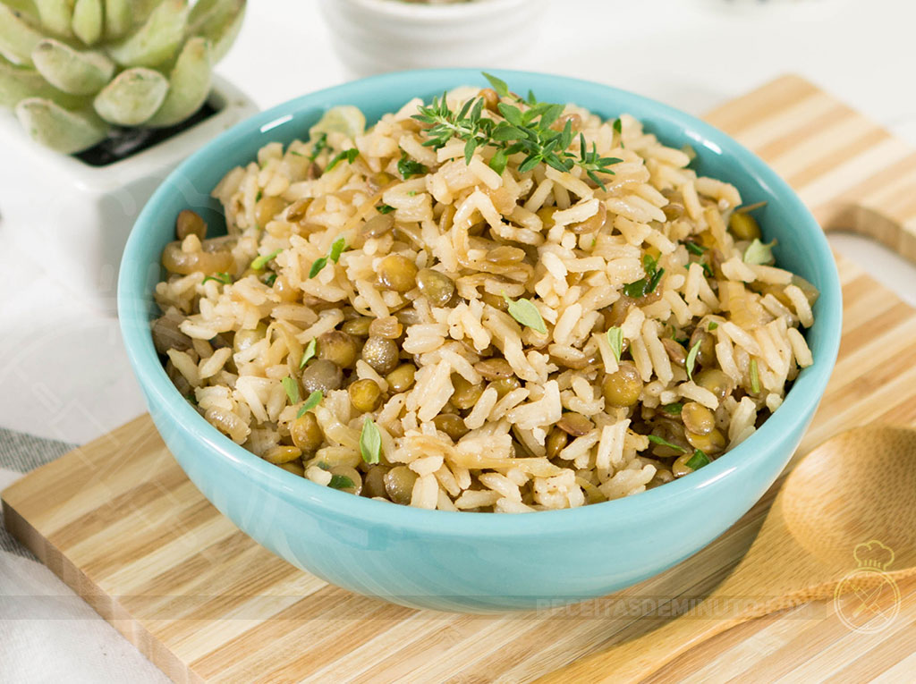 Arroz integral com lentilha